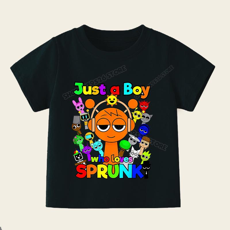Sprunki T-Shirts für Jungen Mädchen Spiel Incredibox Kinder T-Shirt Cartoon-Druck Sommer Lässig Kurzarm Babykleidung Kinder T-Shirt Tops 110