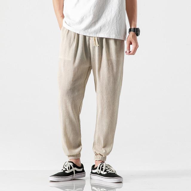 Privathinker Baumwolle Leinen Casual Harem Hosen Männer Jogger Mann Sommer Hosen Männlichen Chinesischen Stil Baggy Hosen 2020 Kleiden M beige