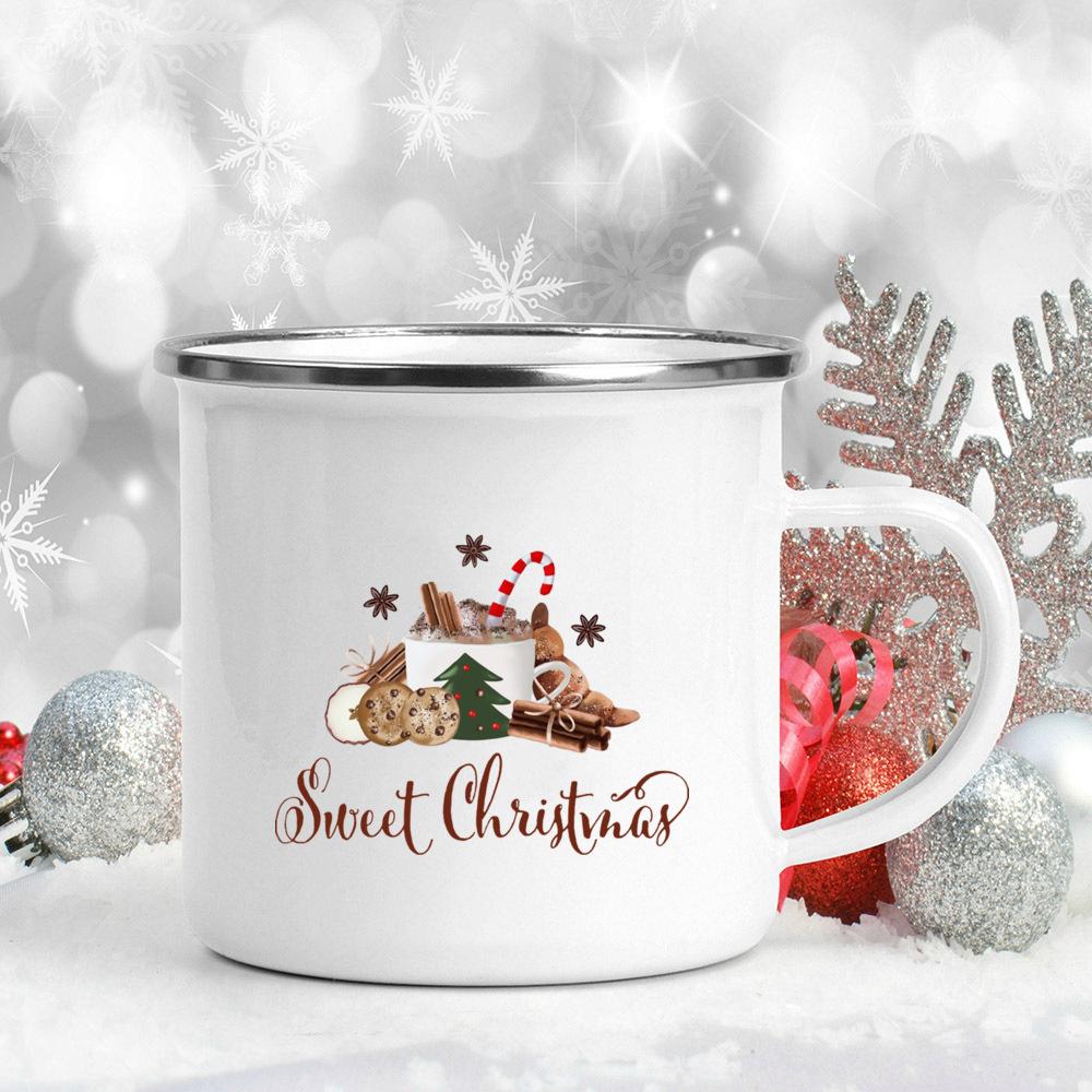 Kaffeetassen mit Aufdruck „Merry Christmas Y'all“ aus Emaille, Weihnachtsgeschenke, Party, Wein, Saft, Trinkbecher, Küchentrinkgeschirr