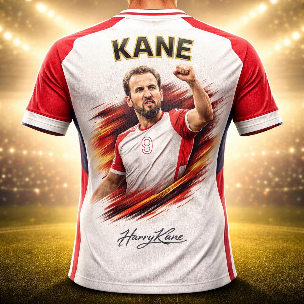 Harry Kane Sommer 3D-Druck Kinderkleidung Fußballtrikot T-Shirt Schnelltrocknend Atmungsaktiv Geeignet für Alle Jahreszeiten Tragen L weiß