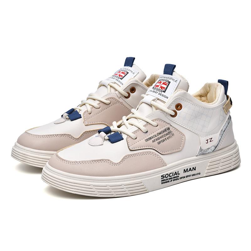 High-Top Canvas Schuhe Herrenschuhe Herbst Neu Atmungsaktiv Weiße Schuhe Herren Modisch Modische Sport-Board-Schuhe Modische Schuhe 44 white