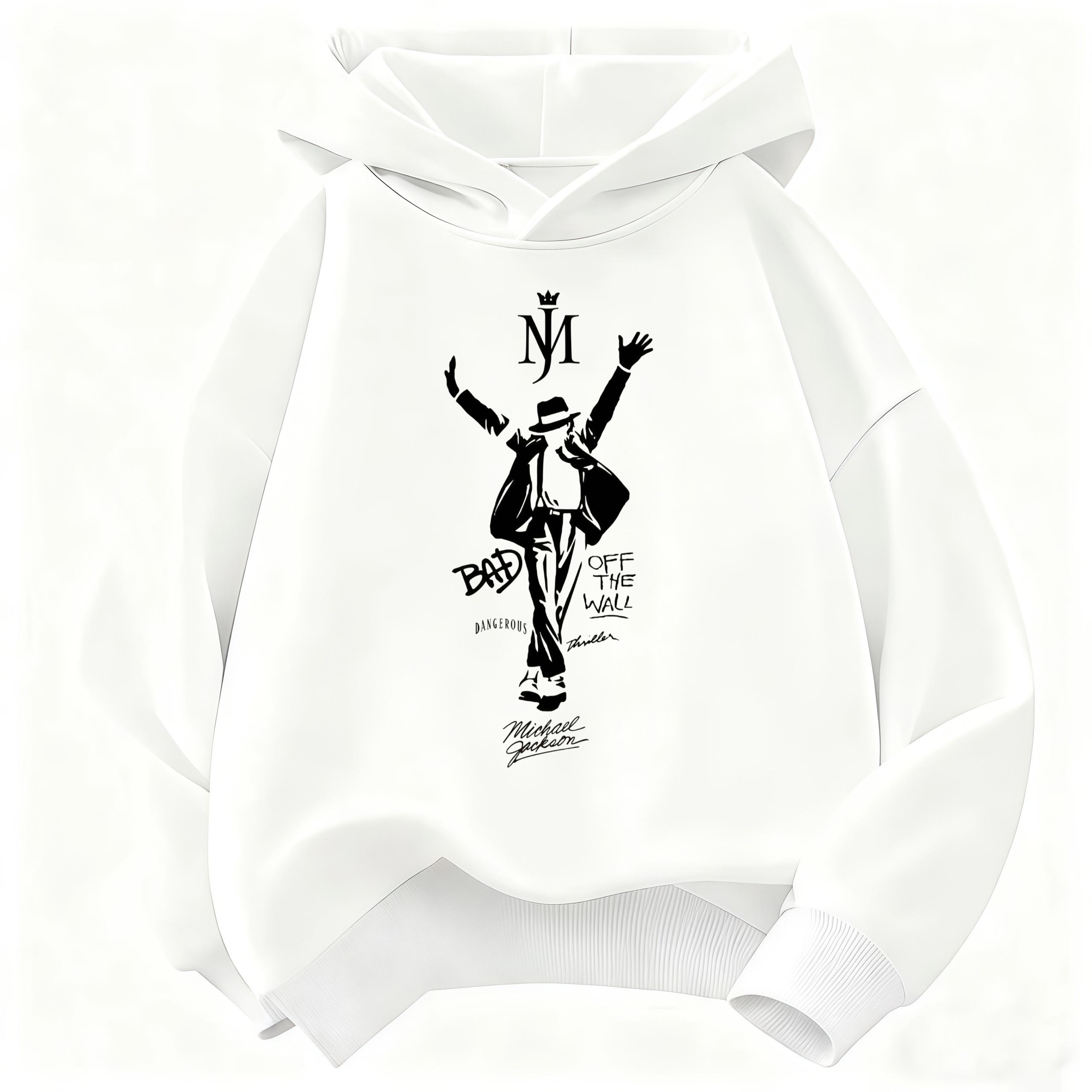 Neues Kinder Kapuzenpullover Michael Jackson Retro Buchstaben Figur Druck Pullover Kinder Jungen Mädchen Freizeit Vintage Mode Hoodie 140 white
