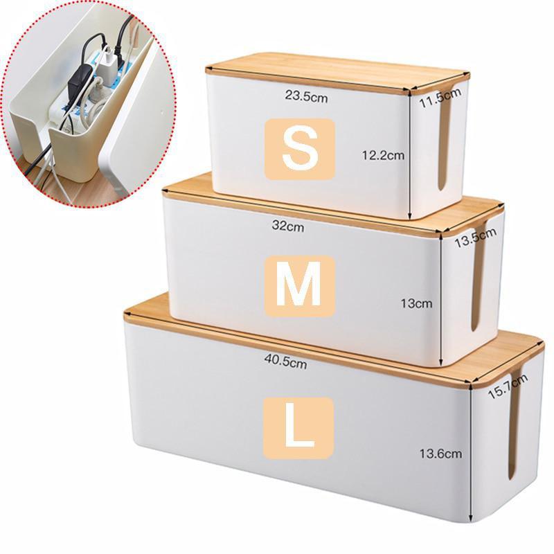 1 Pcs Kabel Lagerung Box Holz Netzkabel Draht Management Organizer Staub-proof Netzteil Box Ladegerät Lagerung Box ZH S