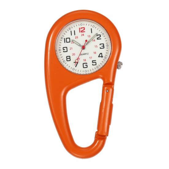 Taschenuhr, leuchtend, stoßfest, präziser Rucksack-Gürtel, Taschenclip, Riegelhaken orange