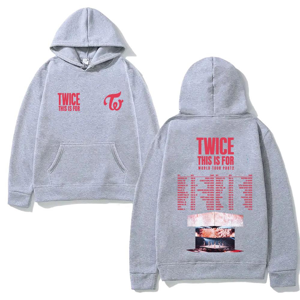 DIES IST FÜR WORLD TOUR 2026 Hoodie TWICE Koreanische Girl Group Oberteile Grunge Kleidung Token Gleicher Stil Kleidung XXL graue
