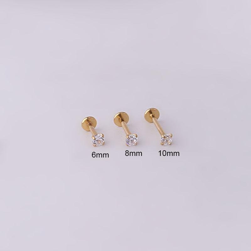 2PCS Edelstahl Piercing Tragus Stud Kristall Labret Kleine Ohrstecker Helix Knorpel Ohrring für Frauen Piercing Körper Schmuck 6mm-2pcs gold