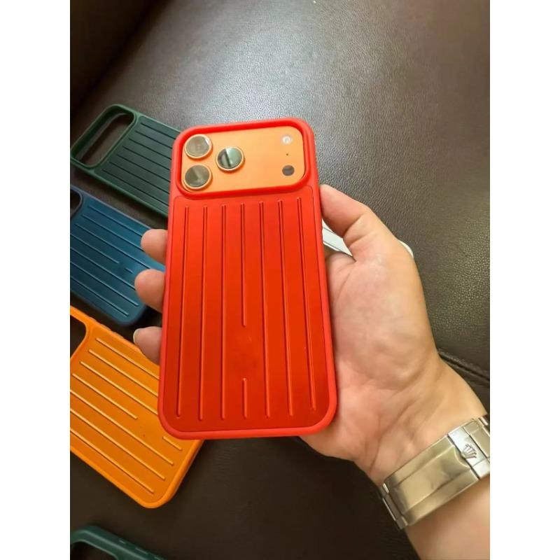 Luxus 3D Wellenstreifen Stilvolle Business Gepäck Handyhülle für iPhone 17 Pro Max 16 15 14 für Rimowa Stoßfester Bumper Schutzhülle iPhone 16 Pro rot