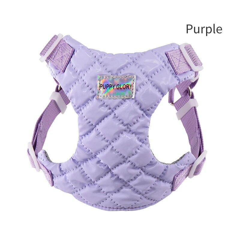 Hundegeschirr für kleine Hunde, verstellbar, für den Außenbereich, Weste, Halsband, Brustgurt, atmungsaktiv, Welpengeschirr, Heimtierbedarf L violett