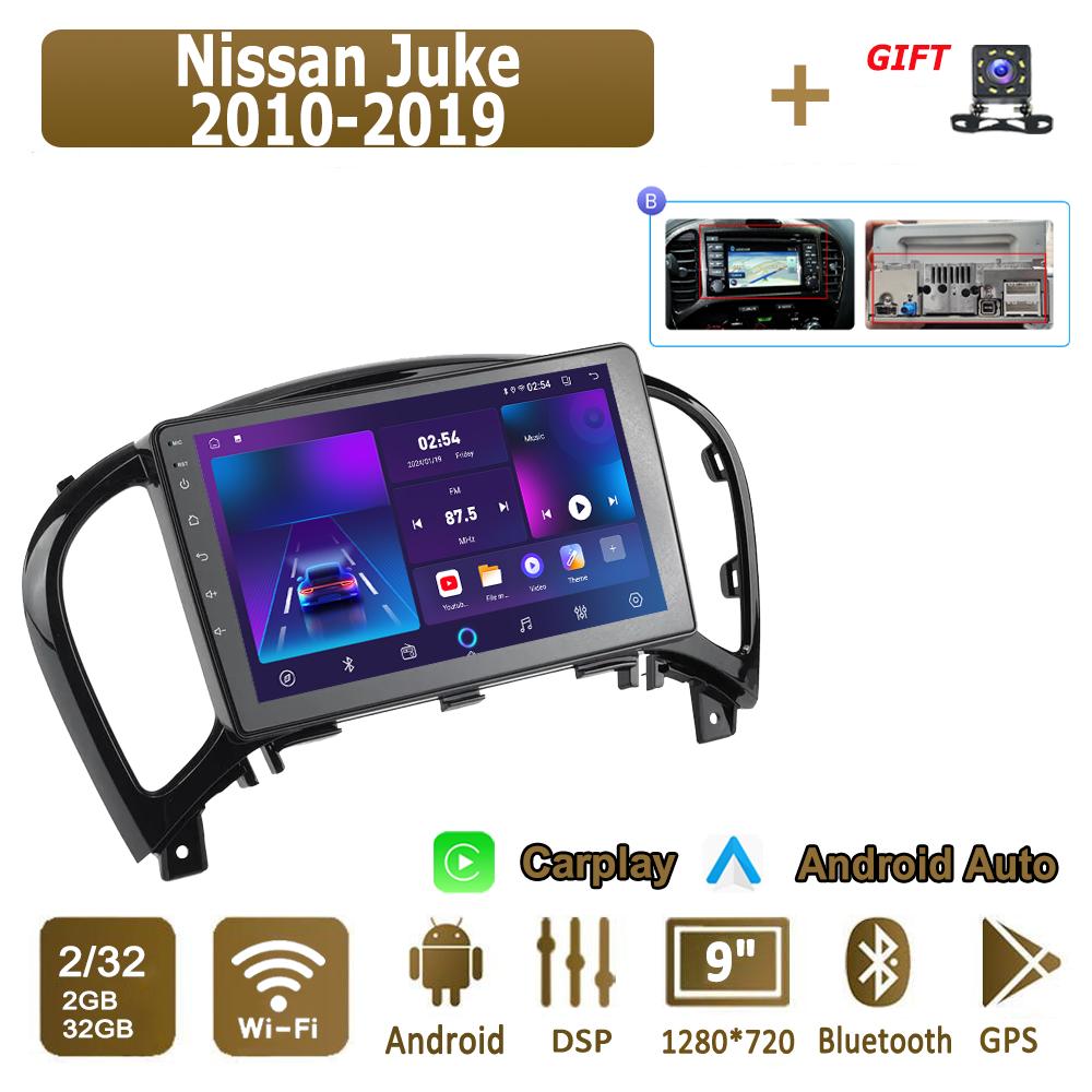 Android Carplay Autoradio für Nissan Juke 2010-2019 Multimedia-Player Head Unit Stereo GPS Navigation BT WIFI 2 + 32GB 2+32GB,B