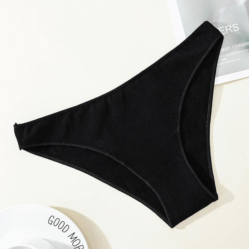 Damen-Bikini-Unterwäsche aus reiner Baumwolle, niedrige Taille, nahtloser Slip, bequeme, atmungsaktive Unterwäsche M schwarz