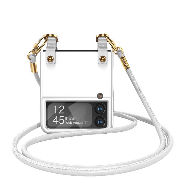 Mode Handy Umhängeband Tragbare Hülle Für Samsung Galaxy Z Flip 4 5g Flip4 Flip3 Flip 3 5 Flip5 Zflip3 Zflip4 Objektiv Glas Folie Abdeckung for Samsung z flip 3 weiß