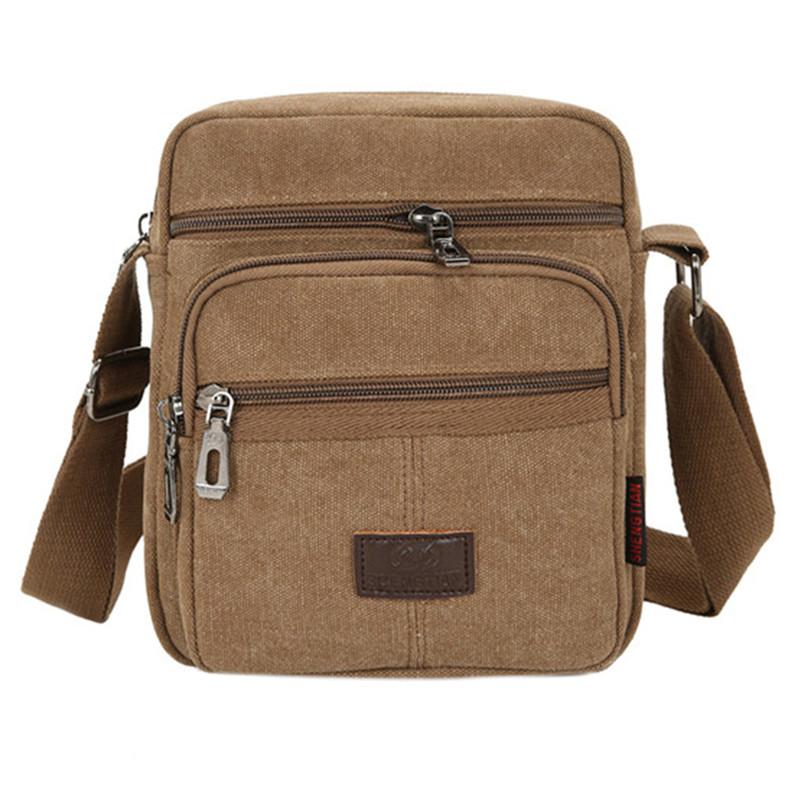 Lässige kleine Canvas-Umhängetasche für Herren, quadratische Tasche, diagonale Tasche, Herren-Umhängetasche One Size braun