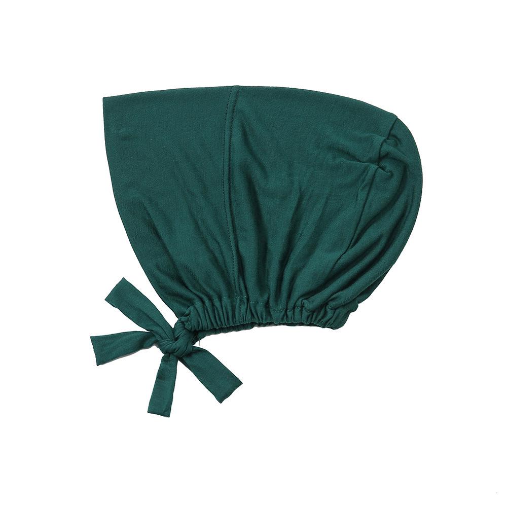 Modalisierte Baumwolle Mercerisiert Elastischer Kordelzug Basecap Einfarbig Damen Hijab dunkelgrüne