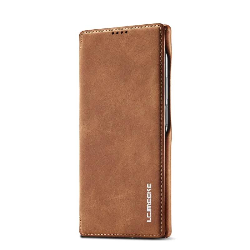 Flip Leder Handyhülle Für Samsung Galaxy S25 S24 S23 Ultra S22 Plus S21 FE S20 Kartenfach Ständer Brieftasche Schutzhülle For Galaxy S21 Ultra braun
