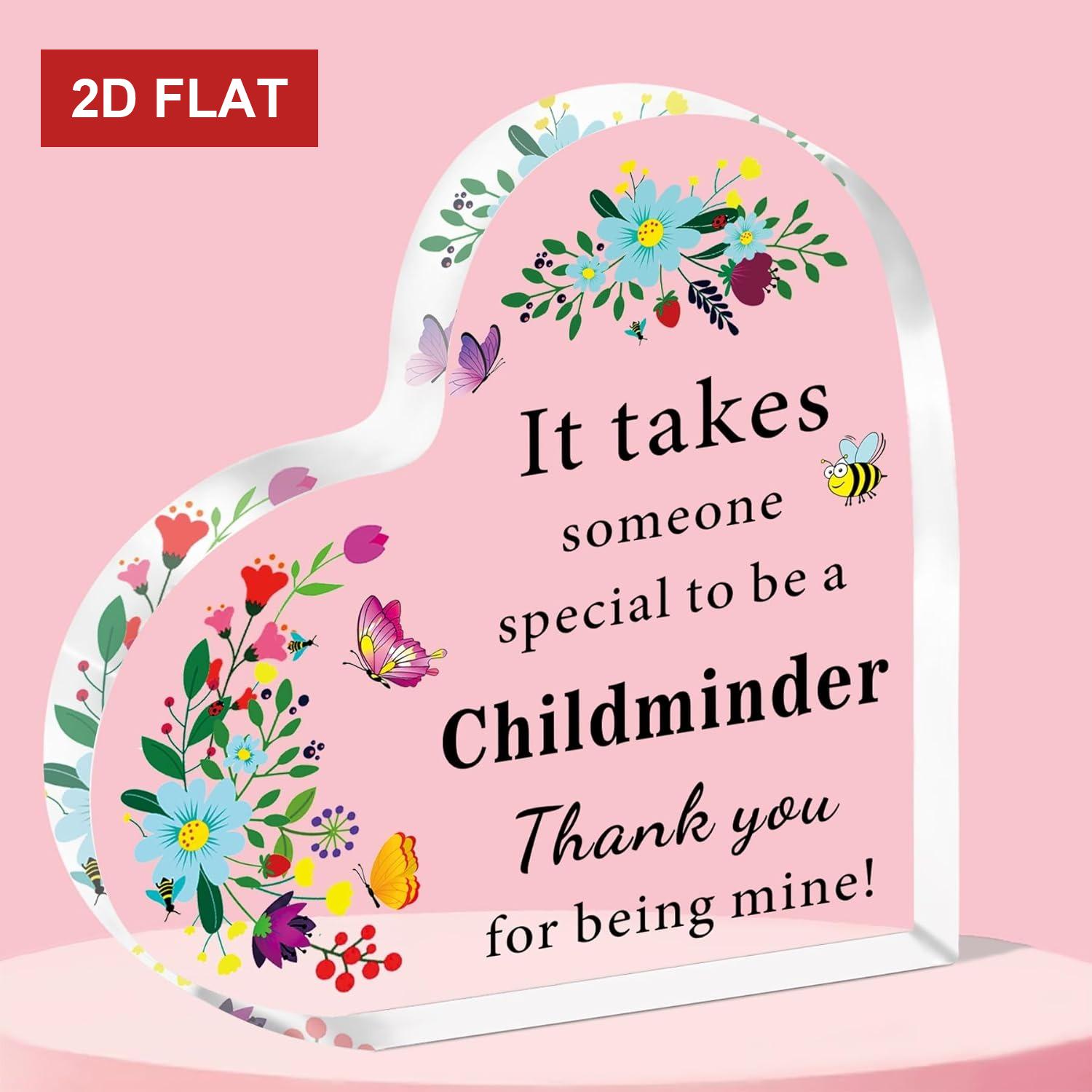 2D Flach Kinderbetreuer Geschenke Kinderbetreuer Glas-Effekt Schild Geschenke für Frauen Weihnachten Geburtstag Thanksgiving Geschenke für Kinderbetreuer Halloween Weihnachten 10 10x10cm white