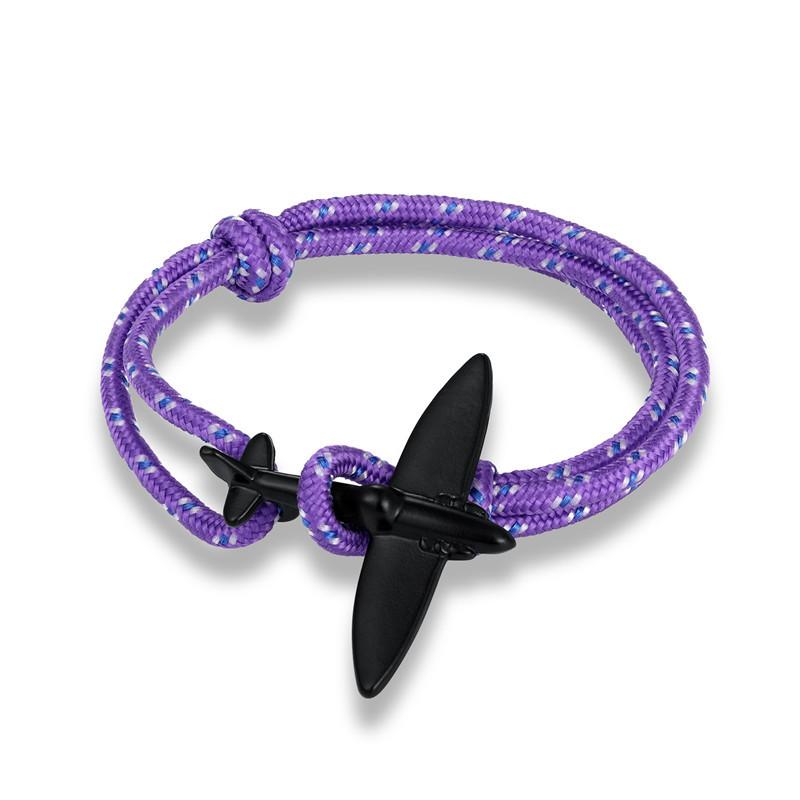 Beliebter Schmuck, Piratenanker-Stil Armband, Silberne Flugzeugschließe, Armband Armband Armbandband purple