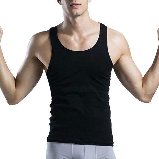 Herren Sport Weste O-Ausschnitt Ärmellos Fitness Weste Slim Fit Einfarbig Tank Top Dehnbar L schwarz