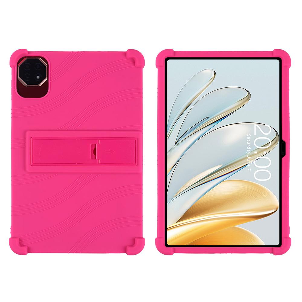 Hülle für Teclast T60AI/Blackview MEGA 2/DOOGEE T36 Tablet Sichere stoßfeste Silikon-Standabdeckung rosa