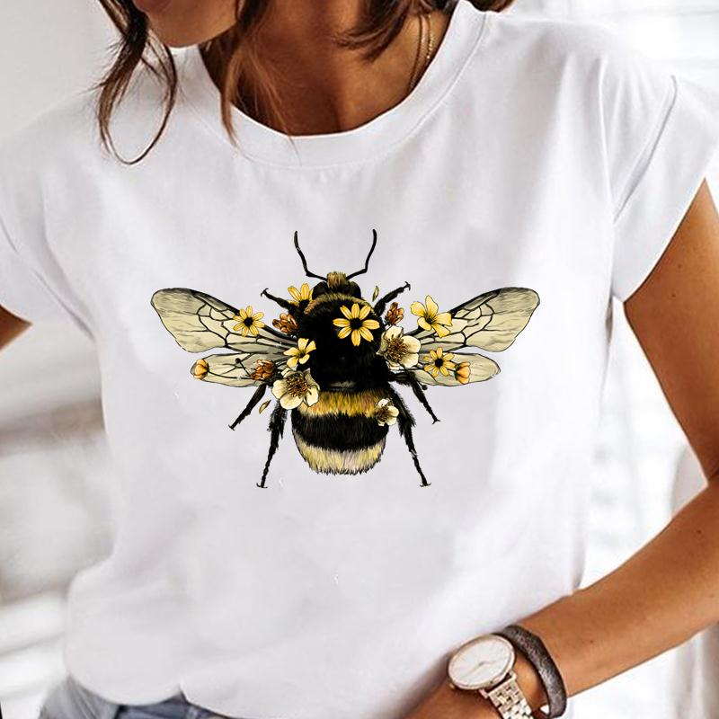 Biene Blume süße schöne 90er Jahre Stil Kurzarm Kleidung Casual T-Shirt Top Sommer Frauen T-Shirt weibliche Dame Print Mode Grafik T-shirt XXXL