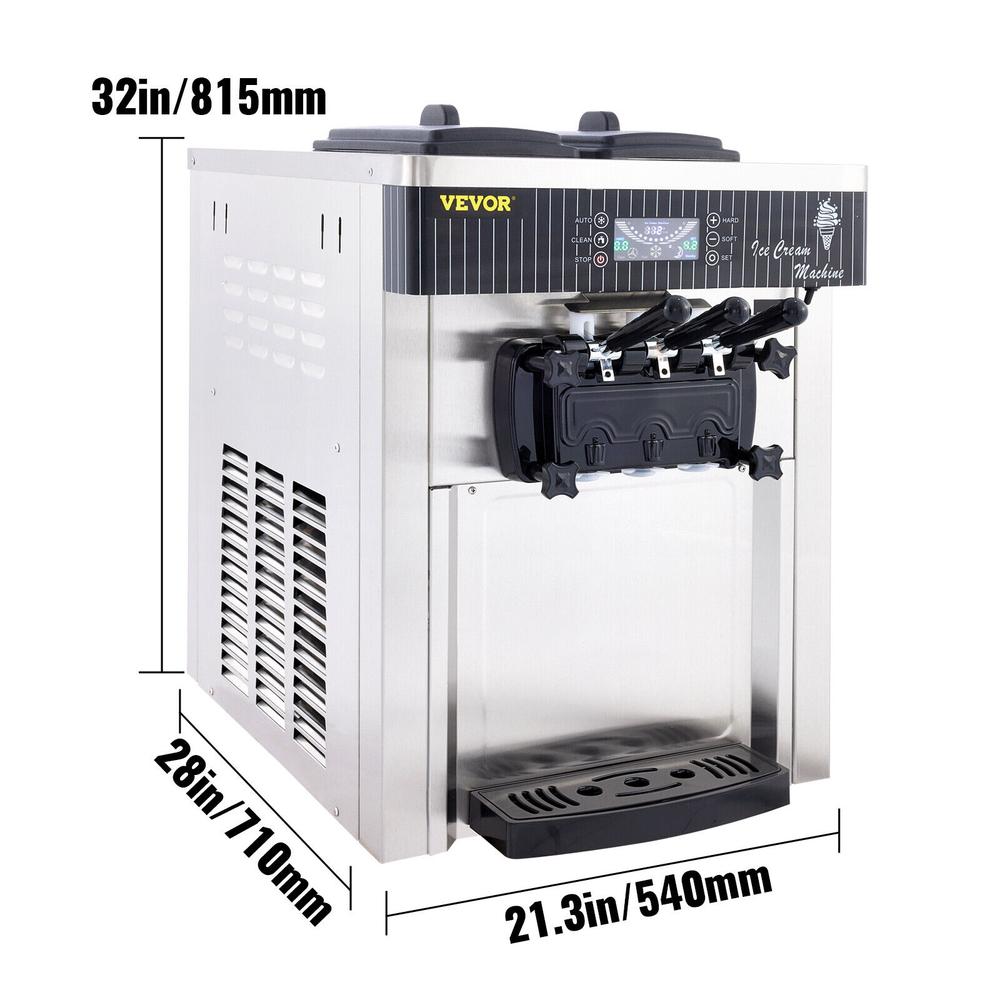 2200W Kommerzielle Elektrische Tisch-Eismaschine YKF-8218T Softeisbereiter Automatisch mit 2+1 Geschmacksrichtungen gray