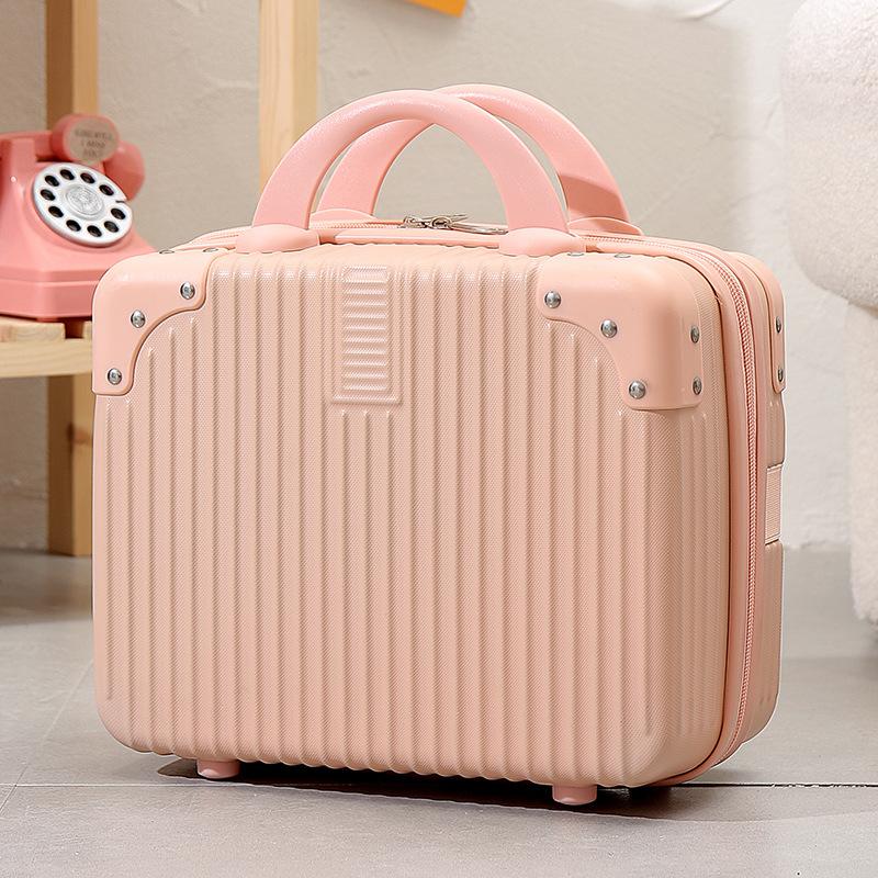 14 Zoll Mini Reisekoffer Kosmetikbox Handgepäck Organizer Make-up-Koffer Kleine Passwortbox Boarding Case für Frauen Mädchen hellrosa