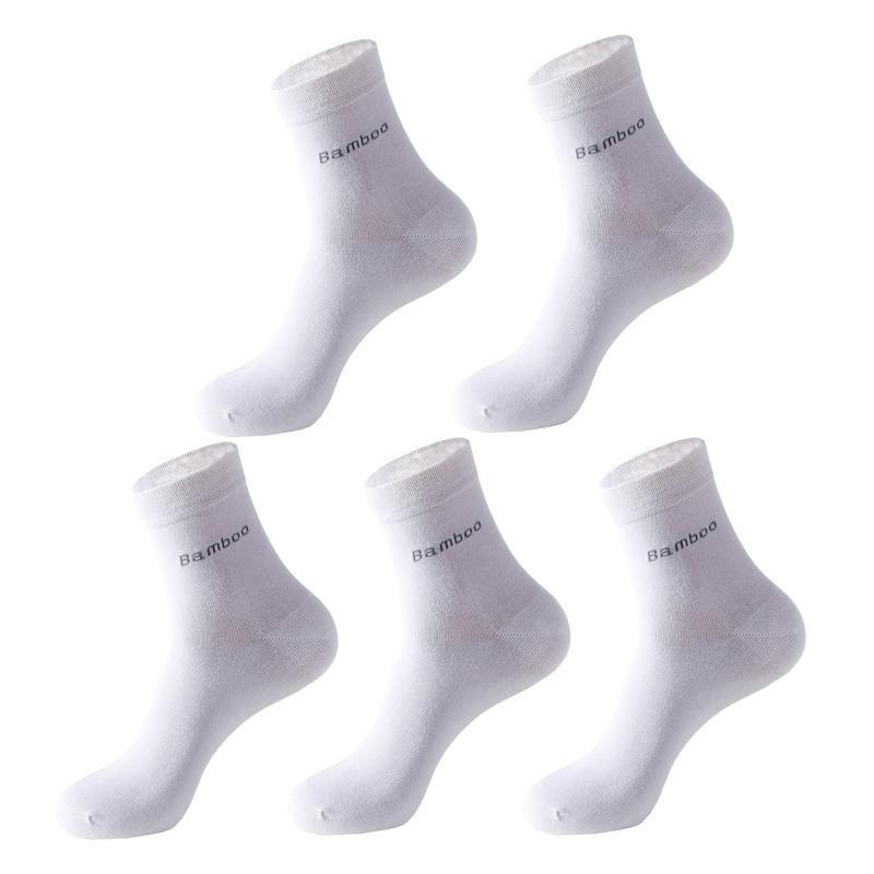 5 Paar Herren-Socken aus Bambusfaser, atmungsaktiv, Kompression, gemütliche Socken, Business-Casual-Socken für Herren EUR 38-45 weiß