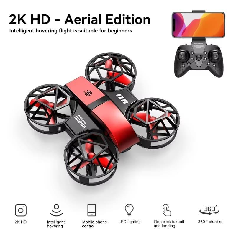 Neue Mini-Drohne 4k Professionelle HD 1080P Weitwinkelkamera WiFi FPV Fernbedienungsdrohne Höhenhaltung 8000m Drohne Kinderspielzeug Geschenk Kinder 2K With 3B rot