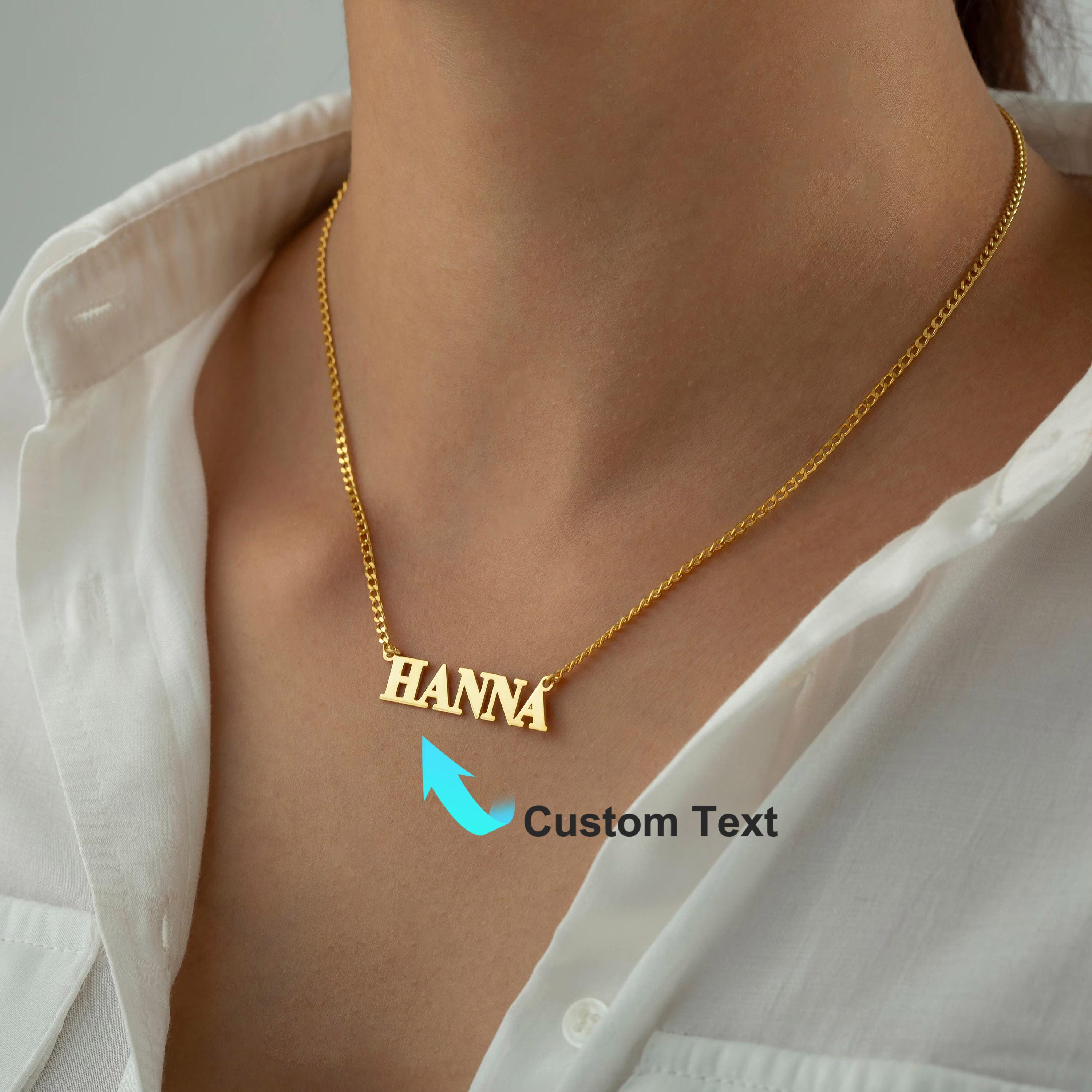 Personalisierte Gold Namenskette Individuelle Namenskette Zarte Namenskette Vergoldeter Edelstahl Valentinstagsgeschenk 45cm brown