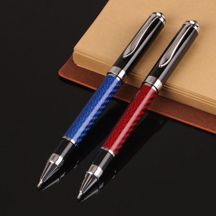 Carbon Fiber Signature Pen Business Pen Premium Metall Gelschreiber Micro Point 0,5 mm schwarze Tinte Kugelschreiber mit sanftem Schreibgefühl rot/blau