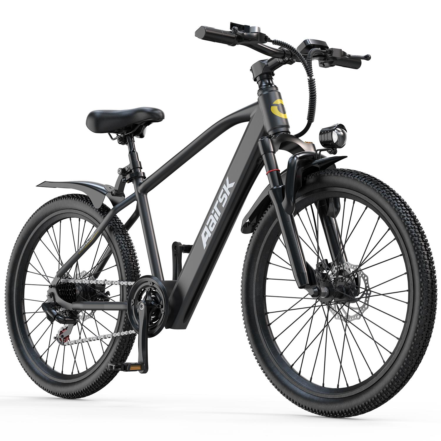 Aairsk Elektrisches Fahrrad für Erwachsene, 26'' 250W Motor E-Bike, 36V 10Ah, 25km/h E-Mountainbike NFC schwarz