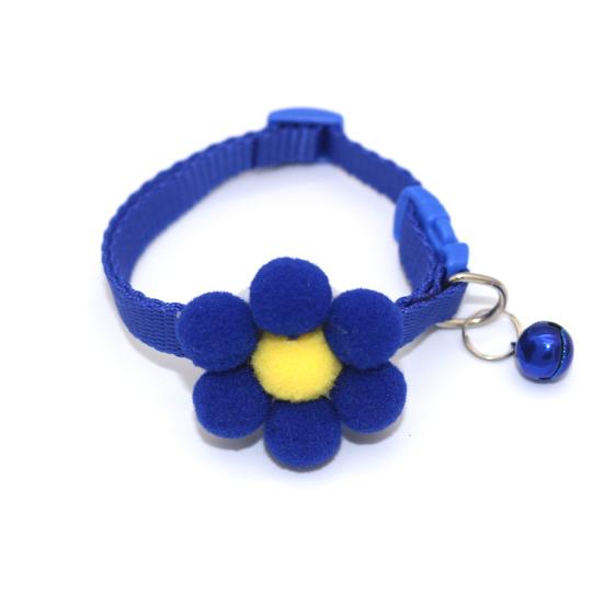 Blumen-Hundehalsband, atmungsaktiv, löst sich schnell, Haustierbedarf, 3D-Blumen-Hundehalsband mit Glocke blau