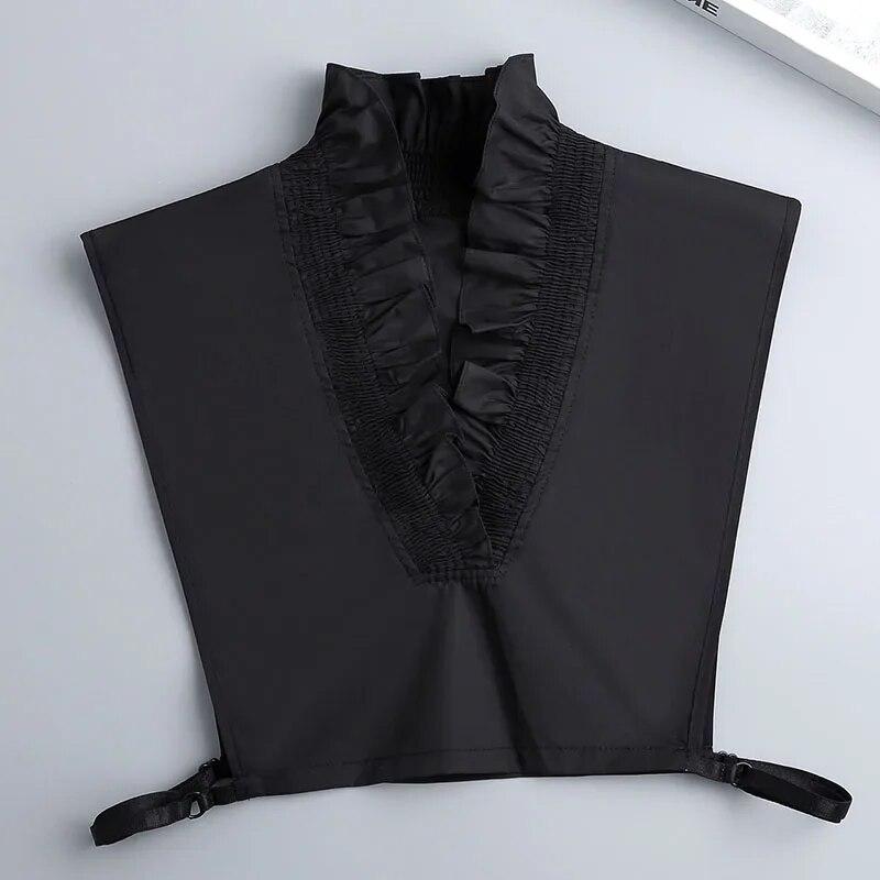 Abnehmbarer Kragen aus Baumwolle für Damen, für Pullover, Bluse, Hemd, gefälschter Kragen, dekoratives weibliches weißes halbes Hemd, falsches Kragen-Zubehör schwarz