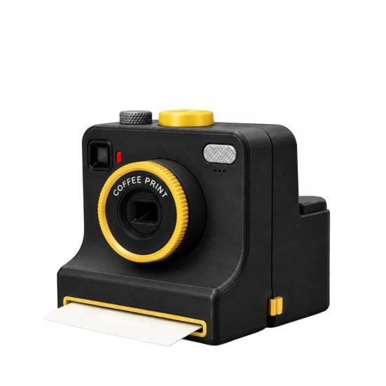 Handheld-Kaffee-Schablonenmaschine 3D-gedruckte Latte-Art-Kamera, Manuelles Pulverdrucker mit Retro-Kamera-Design-Werkzeugschablonen, Kakao-Zimt-Hersteller only Camera schwarz