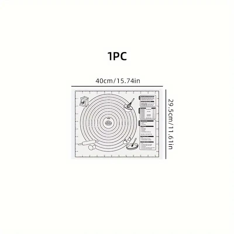 Antihaftbeschichtete Silikon-Backmatte zum Backen, Ausrollen und Kneten von Teig – Ideal für Kekse und Kuchen – Küchenwerkzeug mit Skala zum Backen an Feiertagen 40*30cm weiß