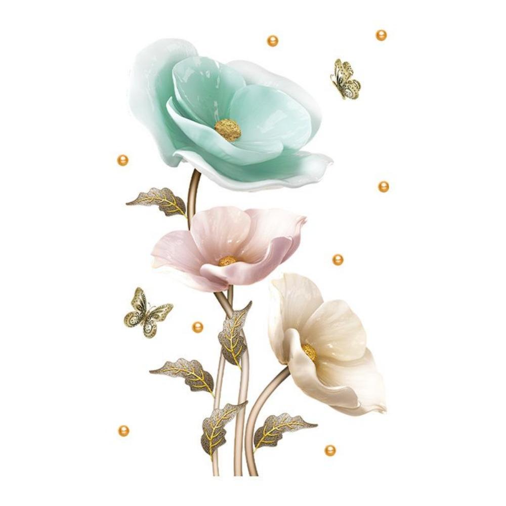 Doppelseitiger bunter Blumen-Schmetterlings-Wandaufkleber, elektrostatische Paste, Fensterglaspaste, sichtbares dekoratives Wandtattoo 60*90cm