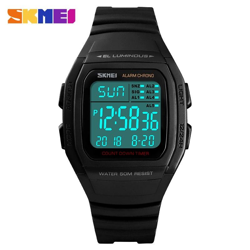 SKMEI Luxusmarke Herren Sportuhren LED Digitaluhr Herren Wasserdicht Militär Armbanduhren schwarz