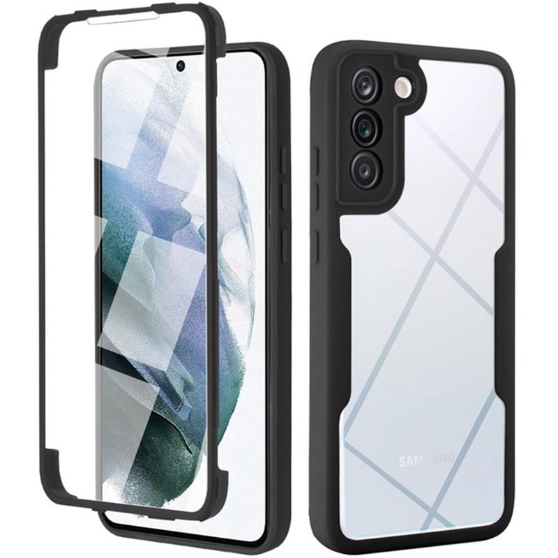 360 Vollschutz Klarsichthülle für Samsung Galaxy S22 Ultra S21 A53 A33 A73 A22 A32 A12 A51 Redmi Note 11 10C iPhone 13 12 Pro Max Doppelseitige Abdeckung Samsung Galaxy S21 FE schwarz