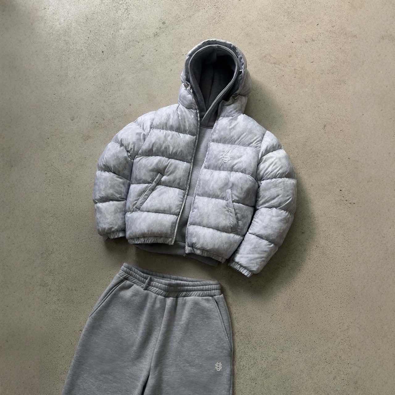 Trendiger High Street Retro Casual Einfarbig Reißverschlussmantel Street Hip-Hop Streetwear Herren Harajuku Grau Camouflage Warme Jacke M gray