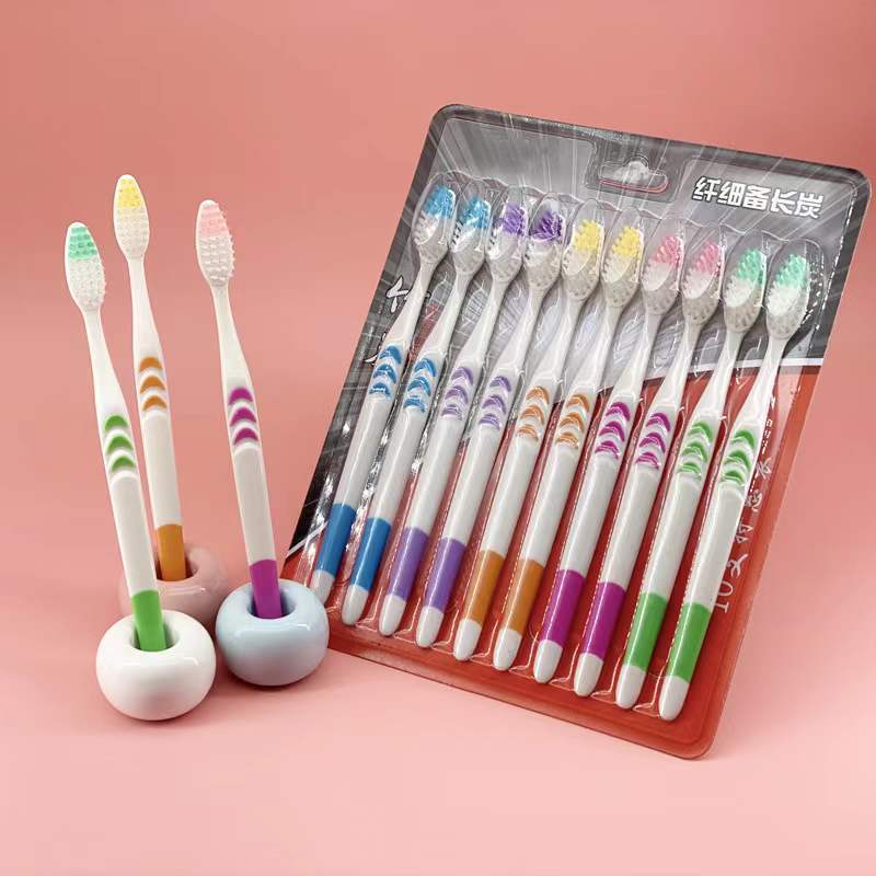 10 Teile/paket Weiche Bambuskohle Nano Zahnbürste Schwarz Zahnbürste Dental Persönliche Zahnpflege 10pcs/set weiß