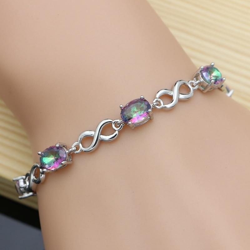 Wunderschönes Regenbogen Mystic Fire Cz Armband Massiv Echt 925 Sterling Silber Schmuck Für Frauen Kostenlose Geschenkbox & Versand