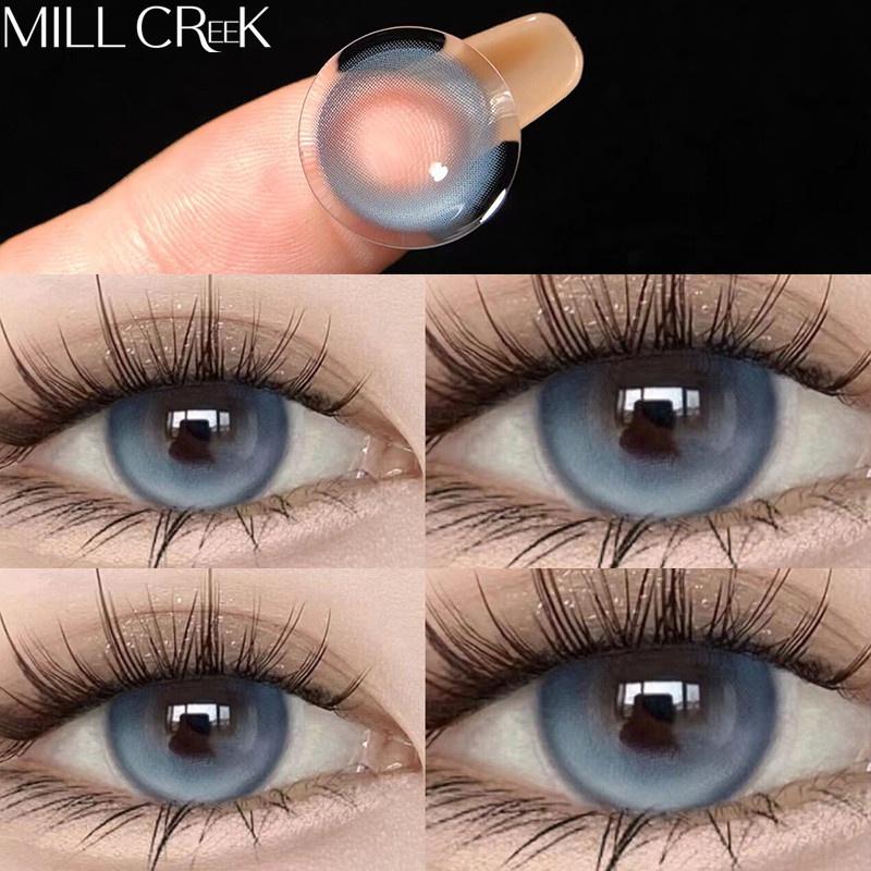 2 Stück Kontaktlinsen Blau Braun 14,5 mm mit Güteklasse (0~-8.00) Blaue Kokosmilch-Gelee-Kosmetik-Highlight-natürliche Kontaktlinsen für den täglichen 6-Monats-Gebrauch -1.50 blau
