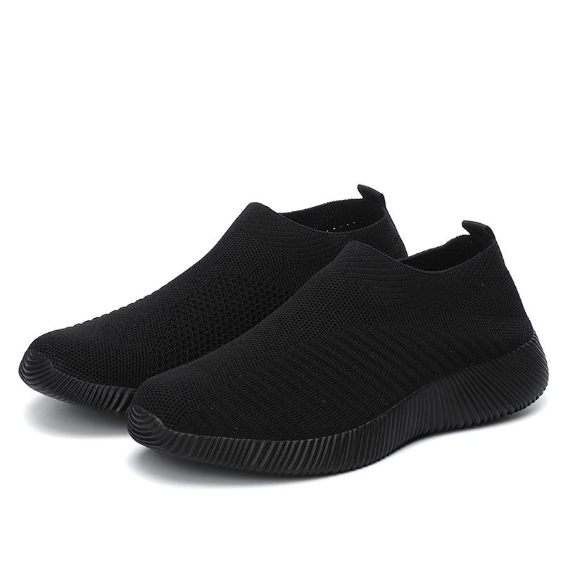 TUINANLE Frauen Turnschuhe Vulkanisierte Schuhe Socke Turnschuhe Frauen Sommer Slip auf Flache Schuhe Frauen Plus Size Loafers Gehen Flache 41 black