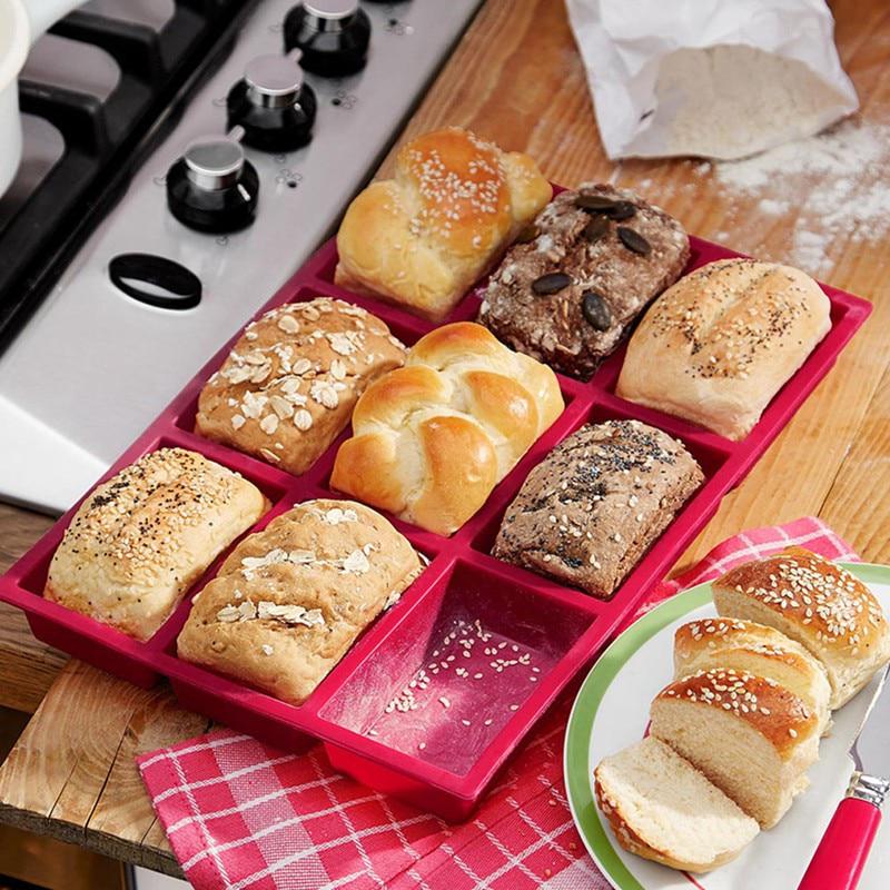 Muffin-Brownie-Kuchenform, Silikon, antihaftbeschichtet, Backformen, Familie, DIY-Backwerkzeuge, Kuchenform 31*21cm rot