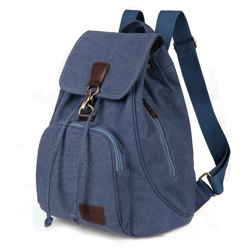 TITIRUI Outdoor Canvas Rucksack Retro Mode Rucksack Frauen Umhängetaschen blau