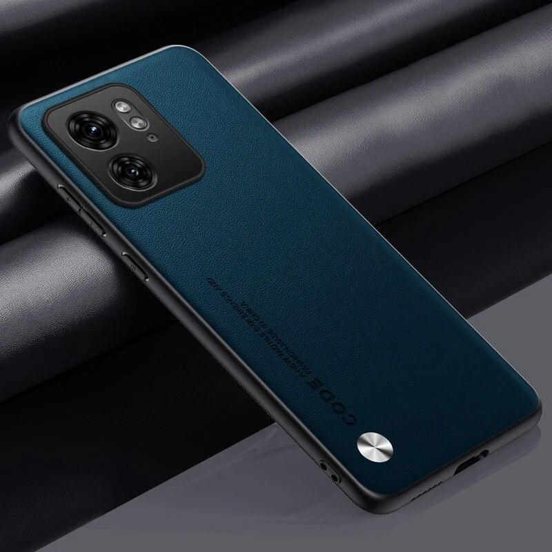 Luxuriöse Rückseite aus PU-Leder für Motorola Moto Edge 40 Neo, mattes TPU, weiches Silikon, stoßfest, Schutz-Telefonhülle für Motorola Edge 40 5G For Moto Edge 40 Neo dunkelgrüne