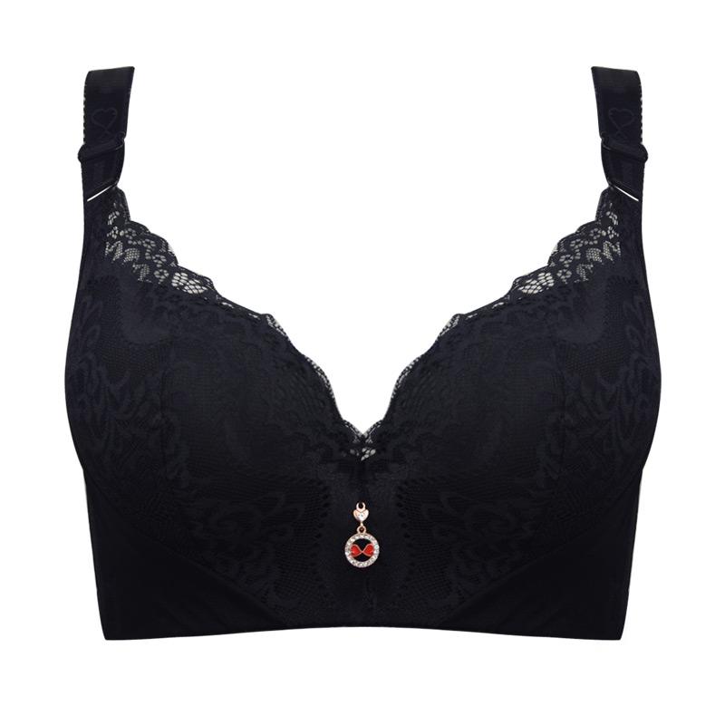 FallSweet Damen-Spitzen-BH, Push-Up-Bügel-BHs, Übergröße, Brasserie mit Polsterung, 34 bis 50 36C schwarz