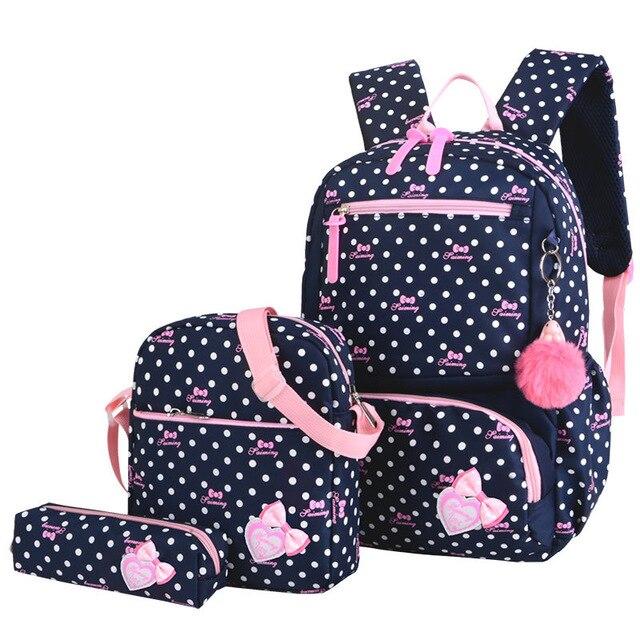 Neue Kinder Schulranzen Für Mädchen Kinder Rucksack 3 Stück /Set Mode Druck Schulranzen Rucksäcke KTB blau
