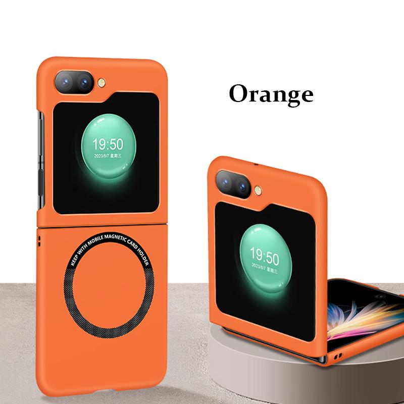 Hautgefühl, ultradünne Hülle für Samsung Galaxy Z Flip 5 4 3 5G Flip 5 für Magsafe Wireless Charging Flip 4 Schutz Flip 3 Cover For Samsung Z Flip5 orange