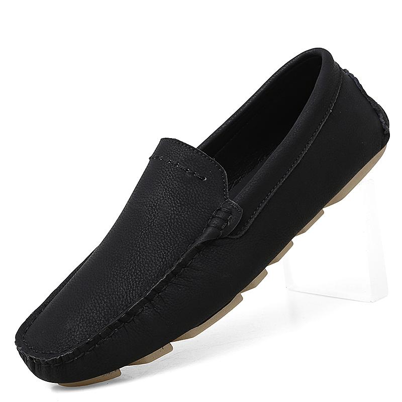 Plus Größe Echtes Leder Schuhe Männer Loafer Bequeme Casual Schuhe Männer Wohnungen Mokassins Männer Schuhe 44 schwarz