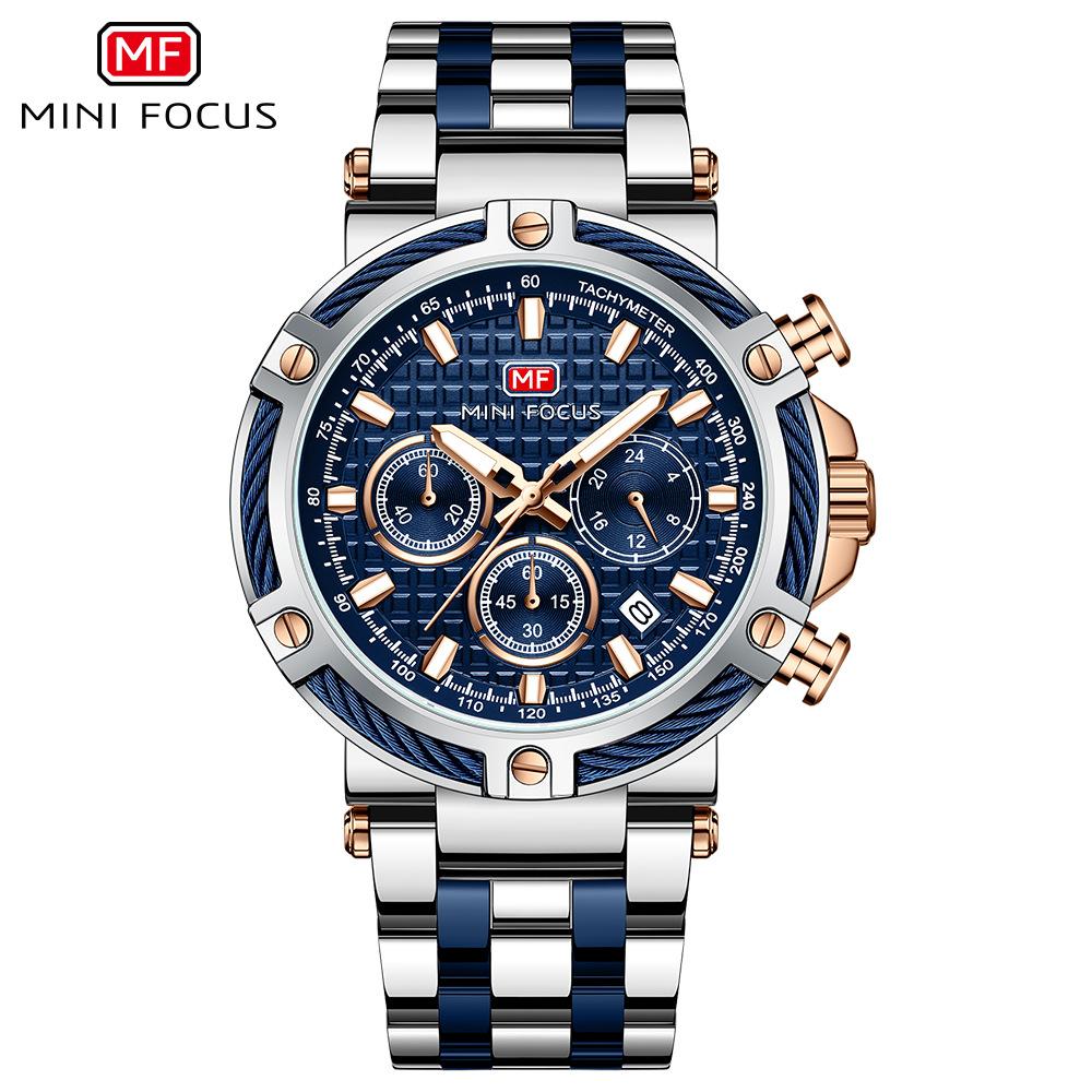 Top Luxus Mit Box Mini Focus Marke Uhr Casual herren Uhren Wasserdicht Stahl Gürtel männer Quarzuhr 0470G